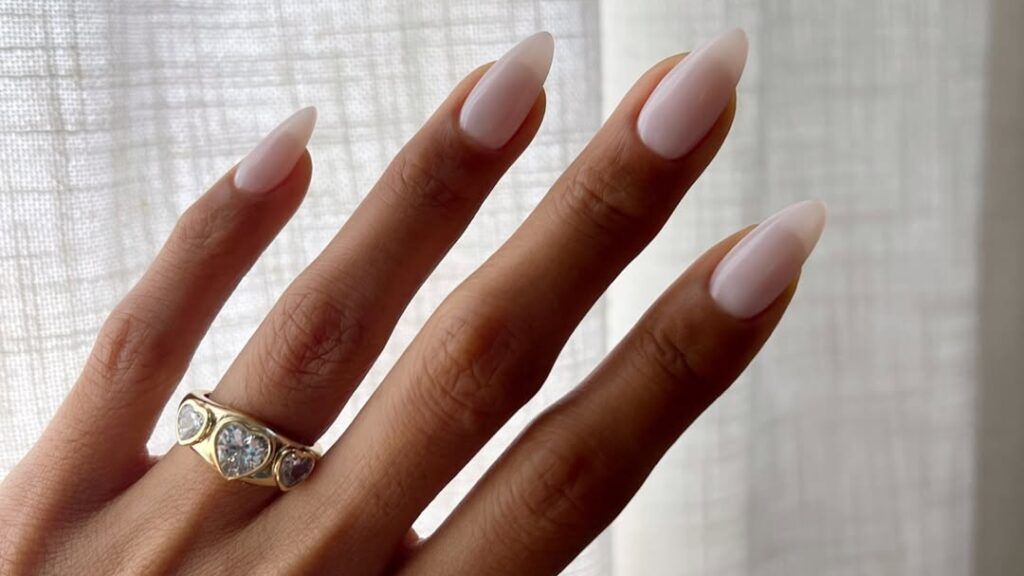 Milky white manicure