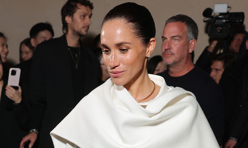 PARIS, FRANCE - OCTOBER 04: Meghan Markle, Duchess of Sussex attends the Balenciaga Womenswear Spring/Summer 2026 show as part of Paris Fashion Week on October 04, 2025 in Paris, France.