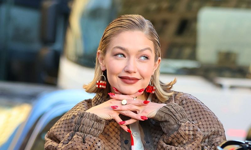 NEW YORK, NY - NOVEMBER 13: Gigi Hadid is seen filming a commercial for 'Maybelline' on November 13, 2024 in New York City.
