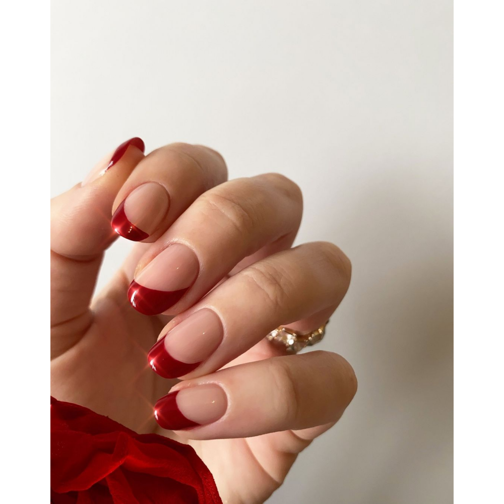 Red Chrome French Manicure