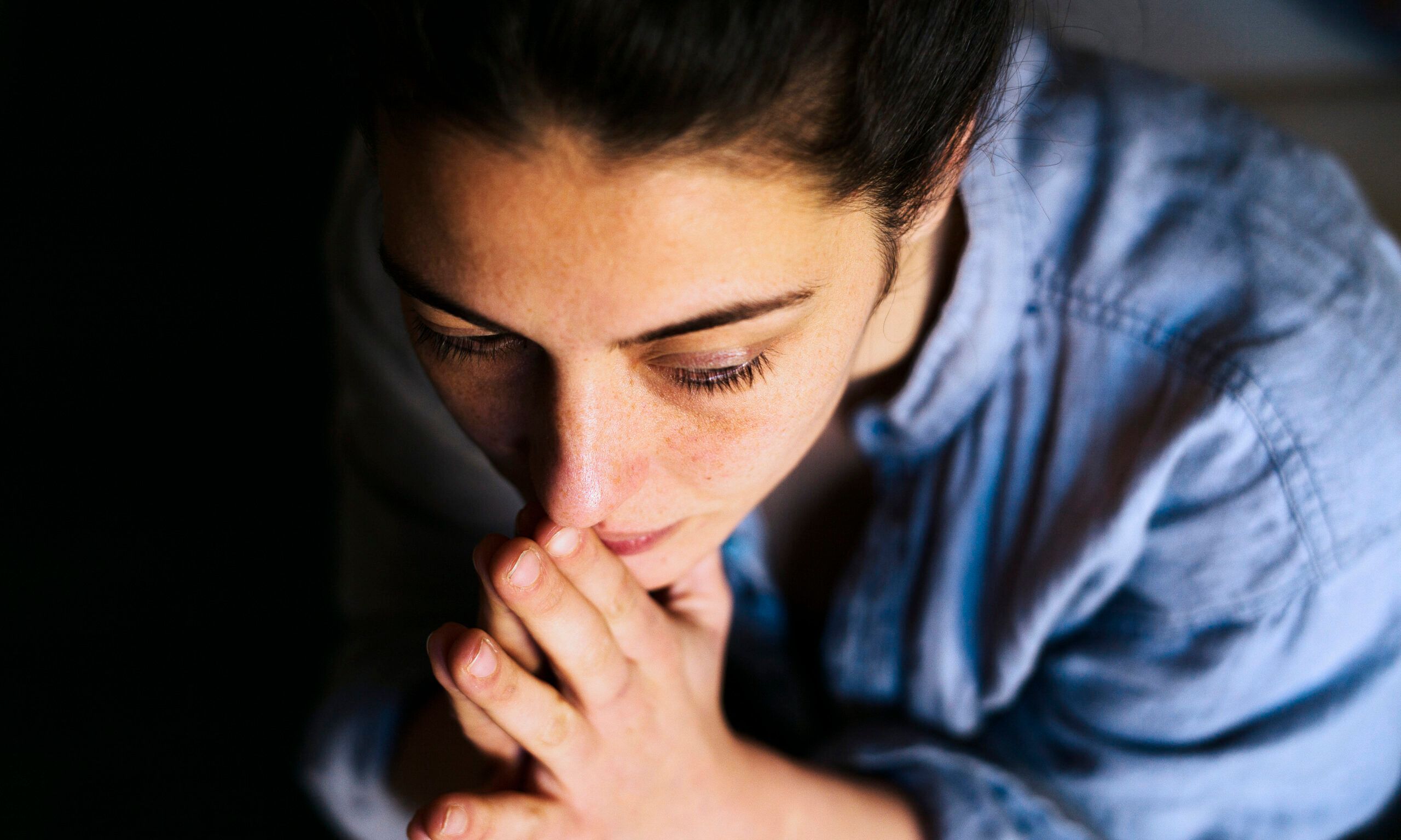 intense portrait of a thoughtful woman