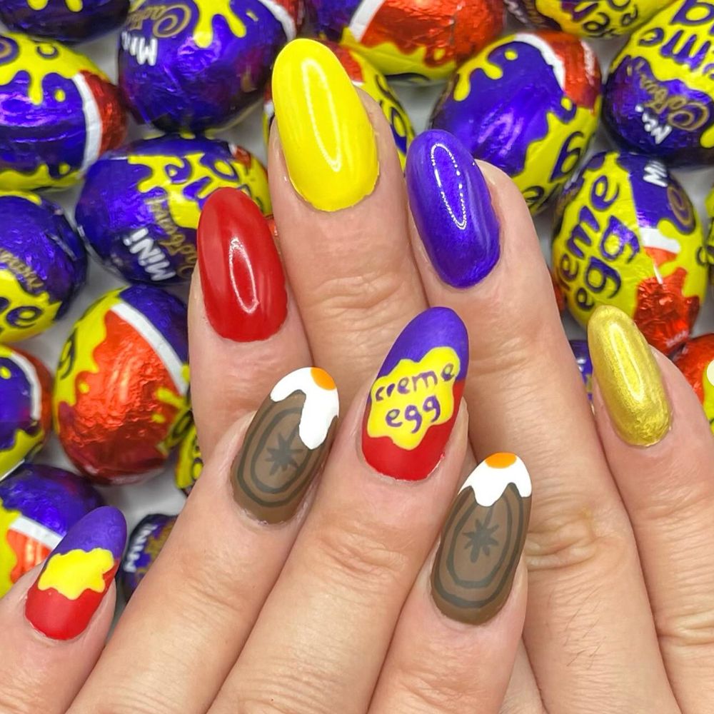 Cadbury Creme Egg nails
