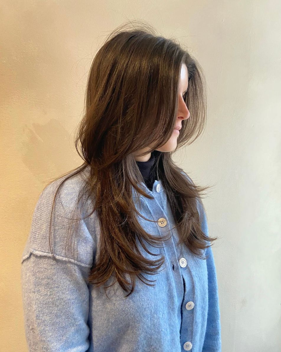 woman long hair with layers