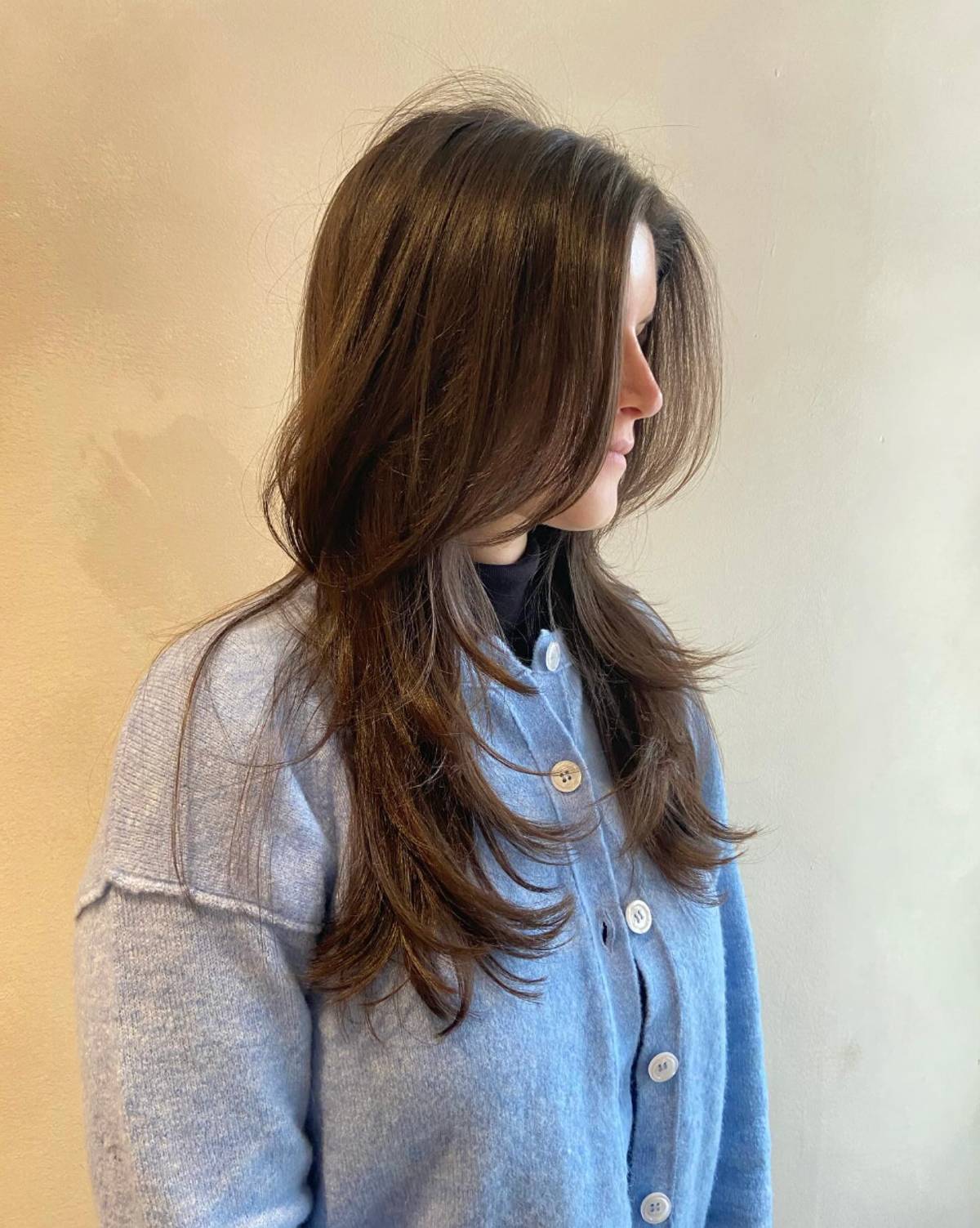 woman long hair with layers
