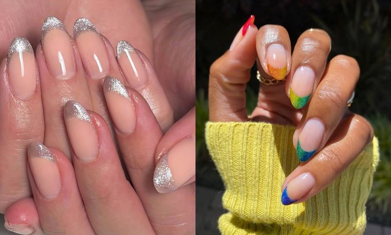 Glitter french manicures