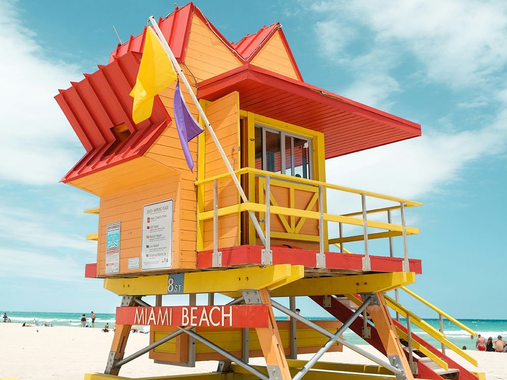 miami beach, fl lifeguard stand on beach