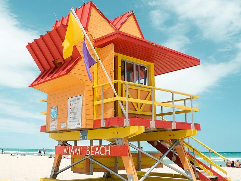 miami beach, fl lifeguard stand on beach