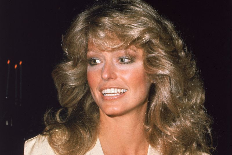 American actress Farrah Fawcett arrives at the Golden Globe Awards Ceremony at the Beverly Hilton Hotel, Beverly Hills, California, January 1977.