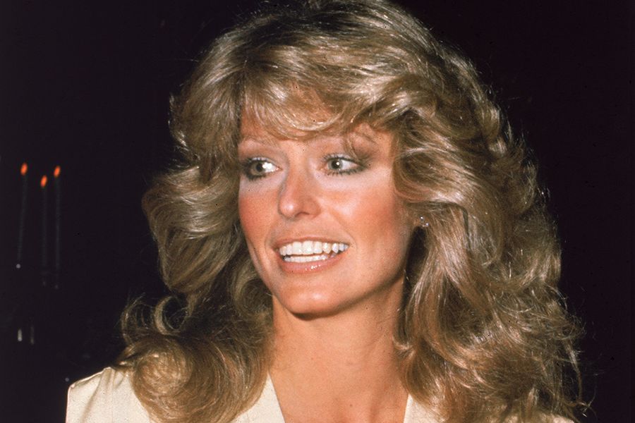 American actress Farrah Fawcett arrives at the Golden Globe Awards Ceremony at the Beverly Hilton Hotel, Beverly Hills, California, January 1977.