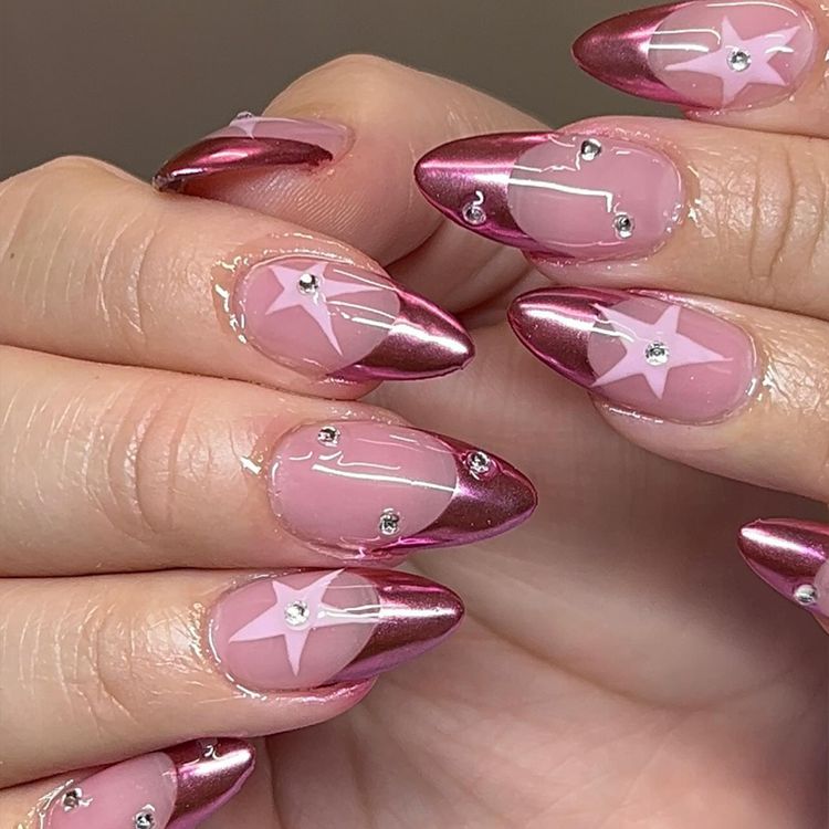 Pink Chrome French Tip