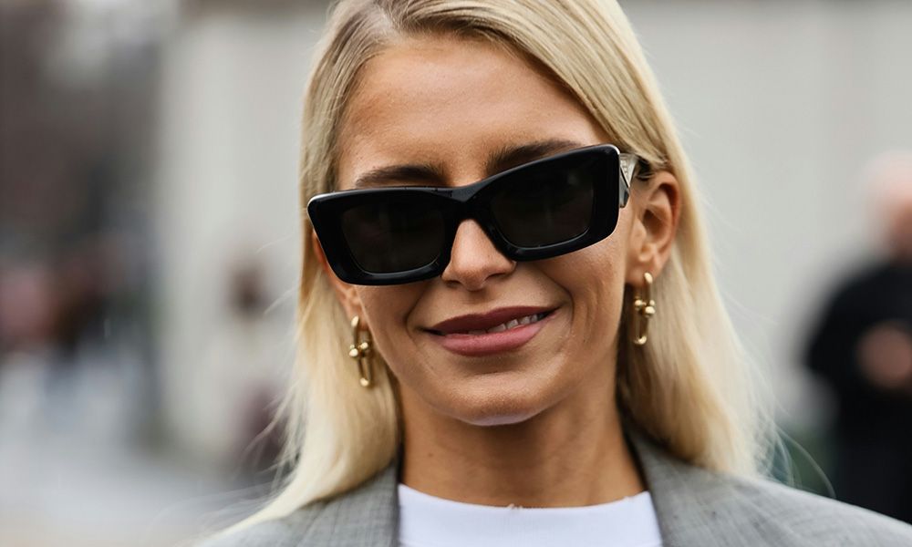 blonde woman in sunglasses