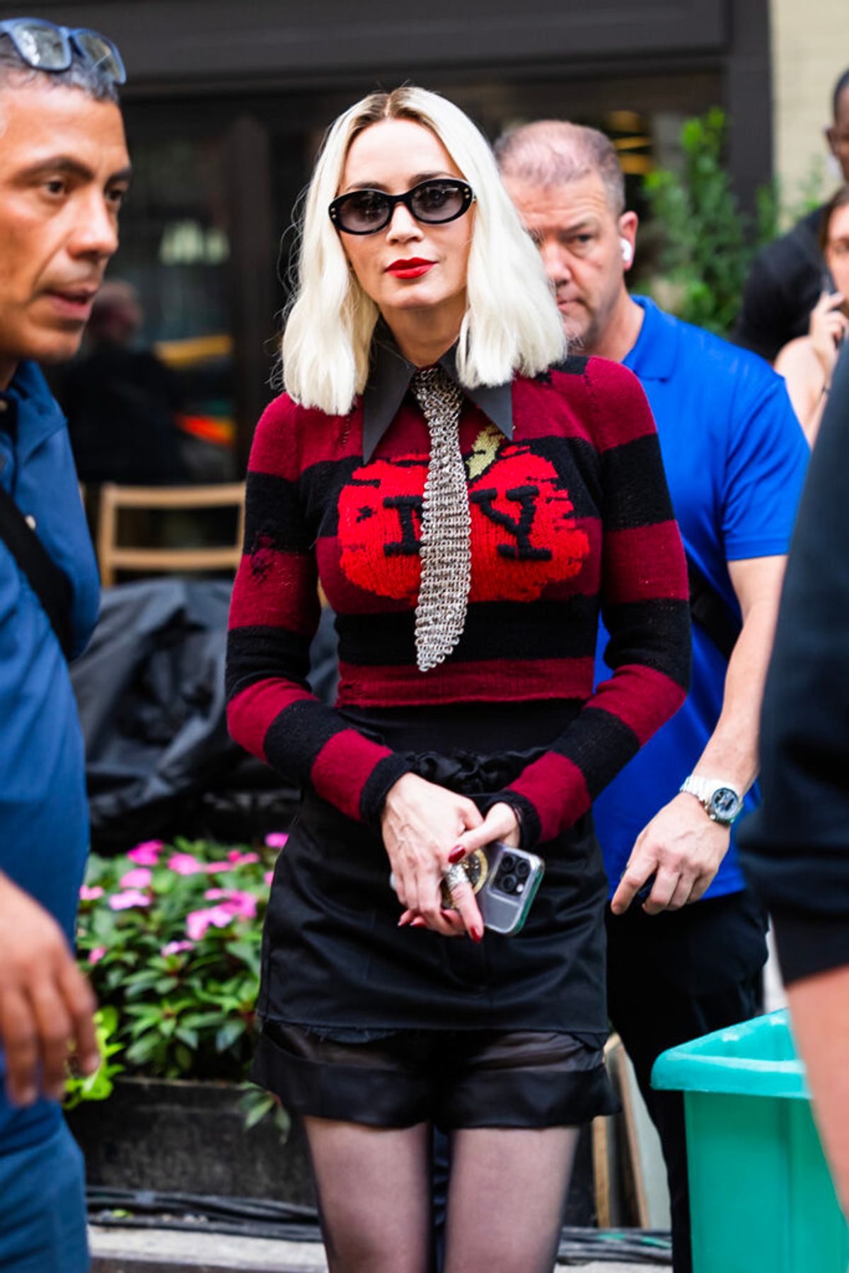 NEW YORK, NEW YORK - AUGUST 14: Emily Blunt is seen filming 'The Devil Wears Prada 2' in the Upper East Side on August 14, 2025 in New York City. 