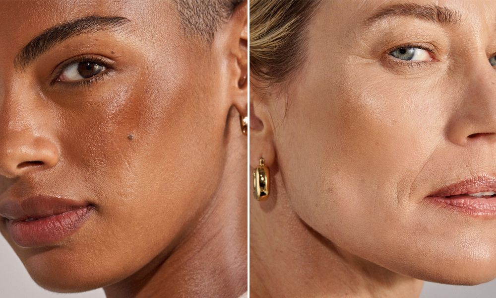 two women wearing merit bronzer