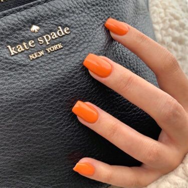 orange mid-length square nails