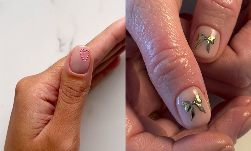 minimalist holiday nail art manicres