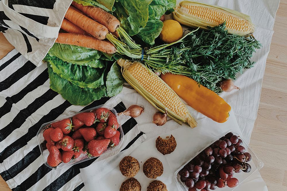 food from market on a table