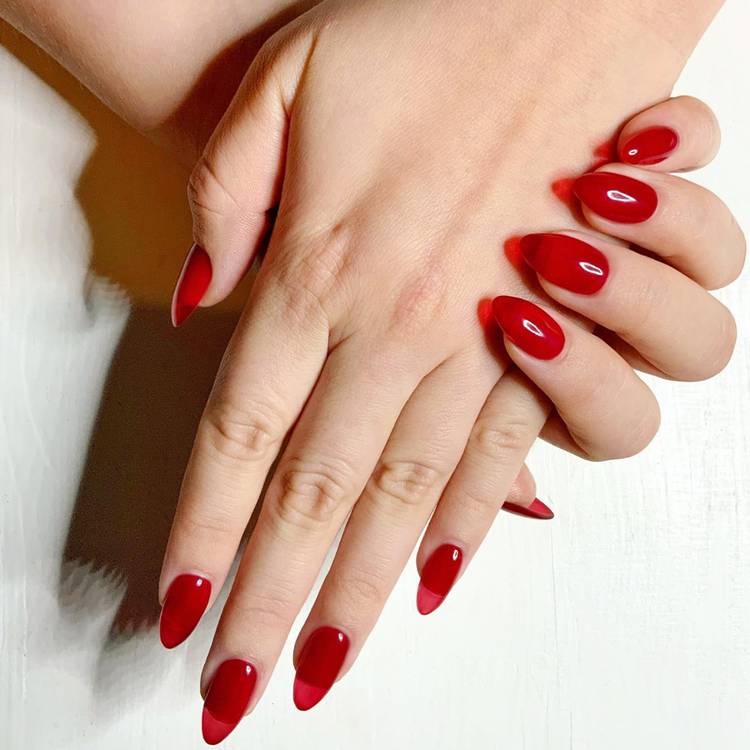 Candy Apple Red Jelly Nails