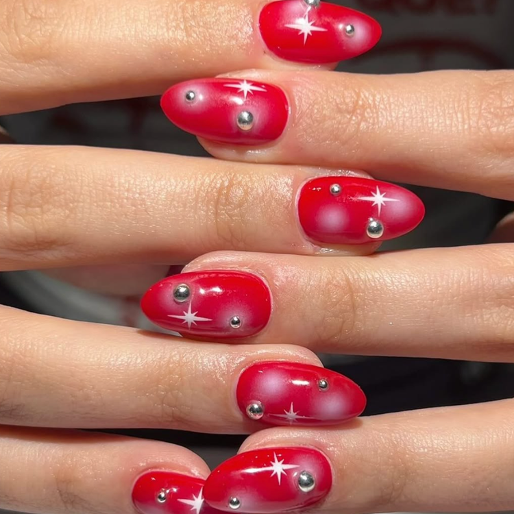 Celestial Red Nails