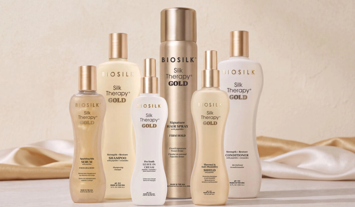 The six-piece BioSilk Silk Therapy Gold collection marks 40 years since the original Silk Therapy serum launched in 1986.