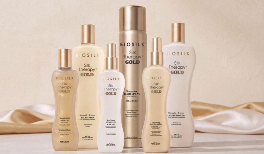 The six-piece BioSilk Silk Therapy Gold collection marks 40 years since the original Silk Therapy serum launched in 1986.