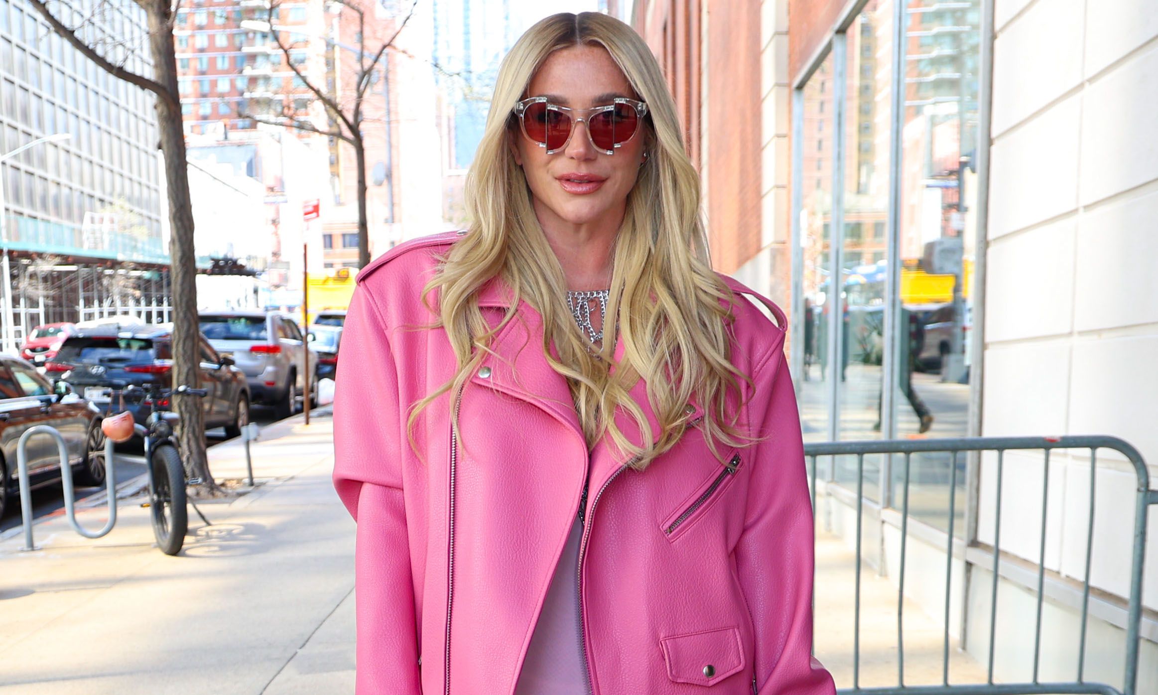 Kesha is seen arriving at 'The Drew Barrymore Show' on April 08, 2025 in New York City.