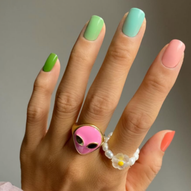multi colored pastel nails