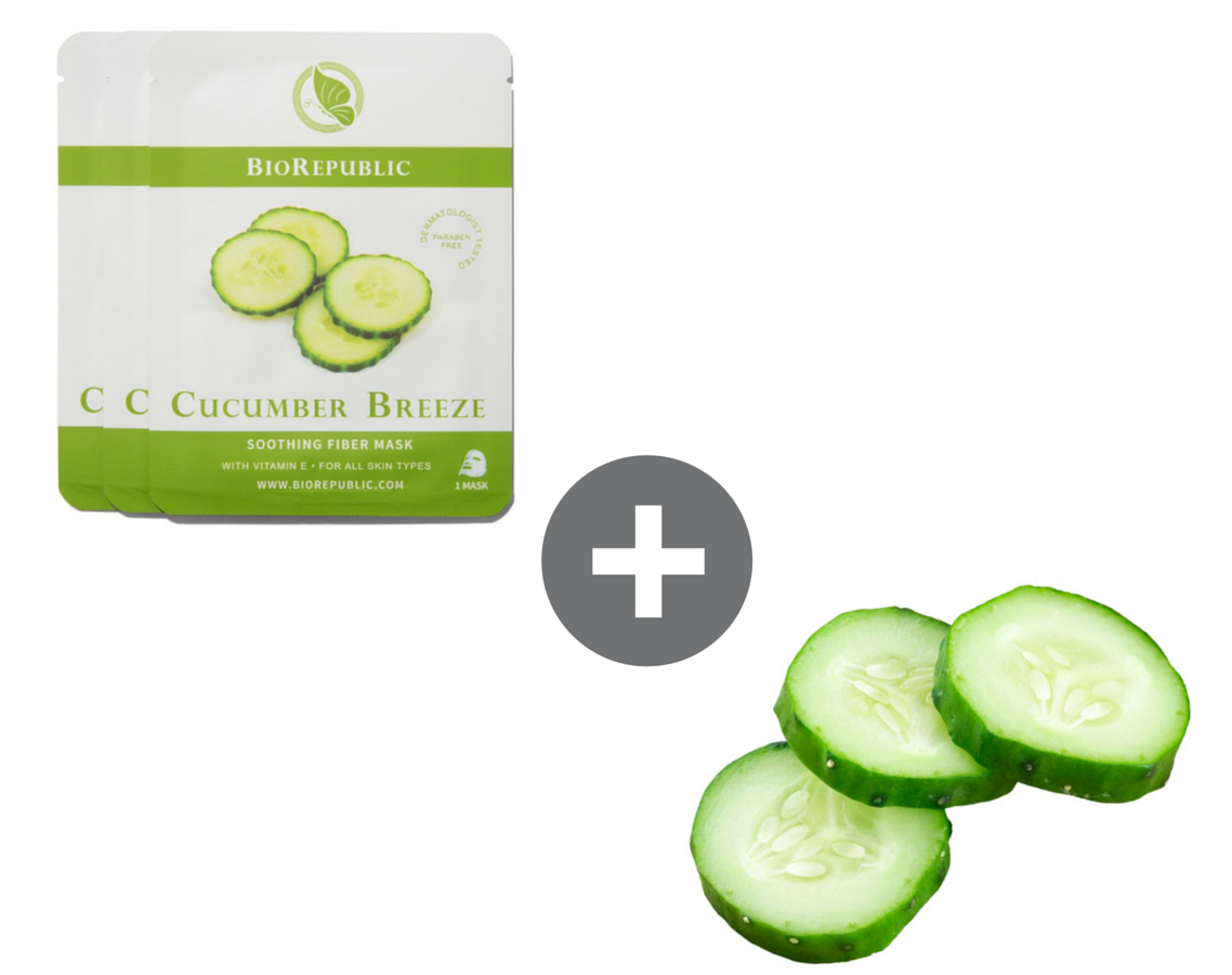 BioRepublic SkinCare Cucumber Breeze Soothing Mask + Cucumber Slices = Refreshing Facial
