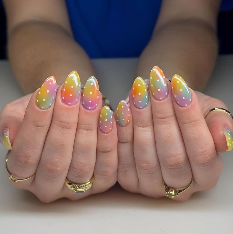 pastel polka dot nails