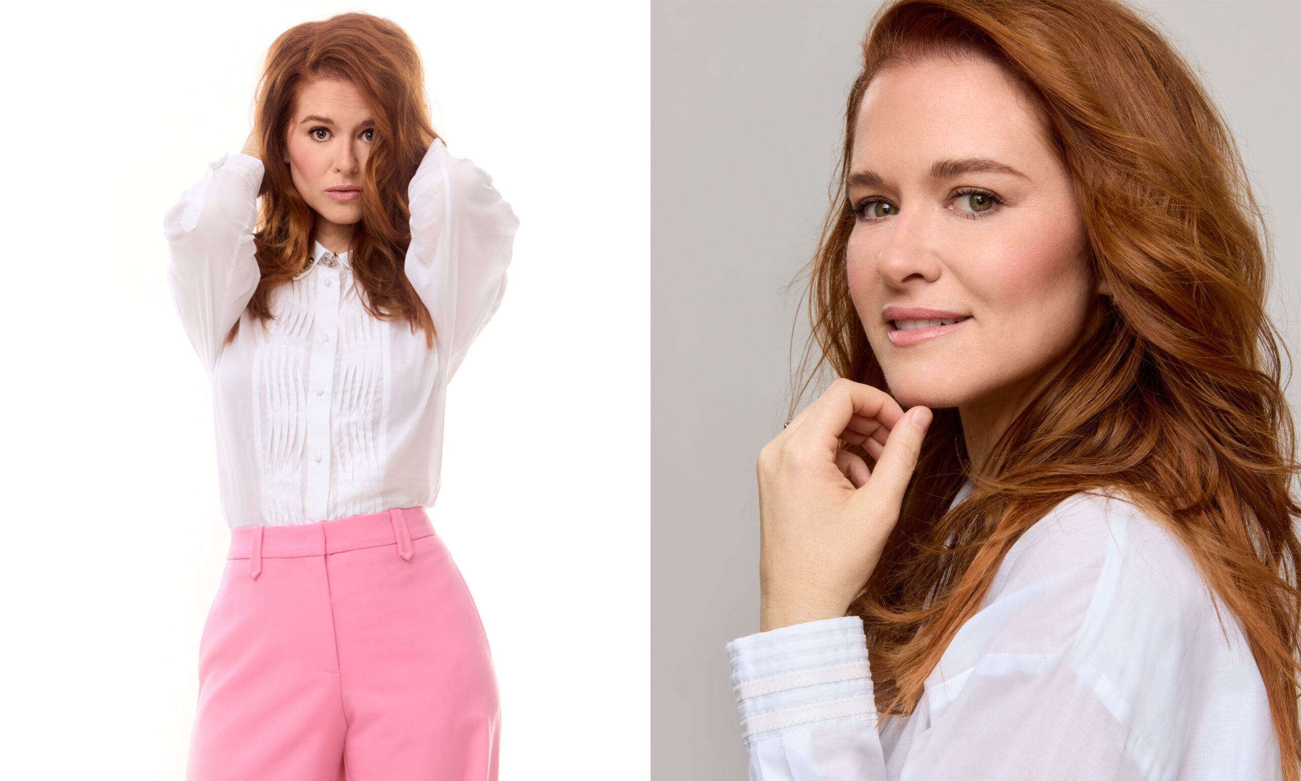 side by side images of Sarah Drew