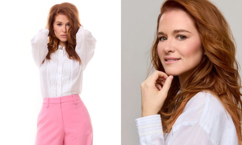 side by side images of Sarah Drew