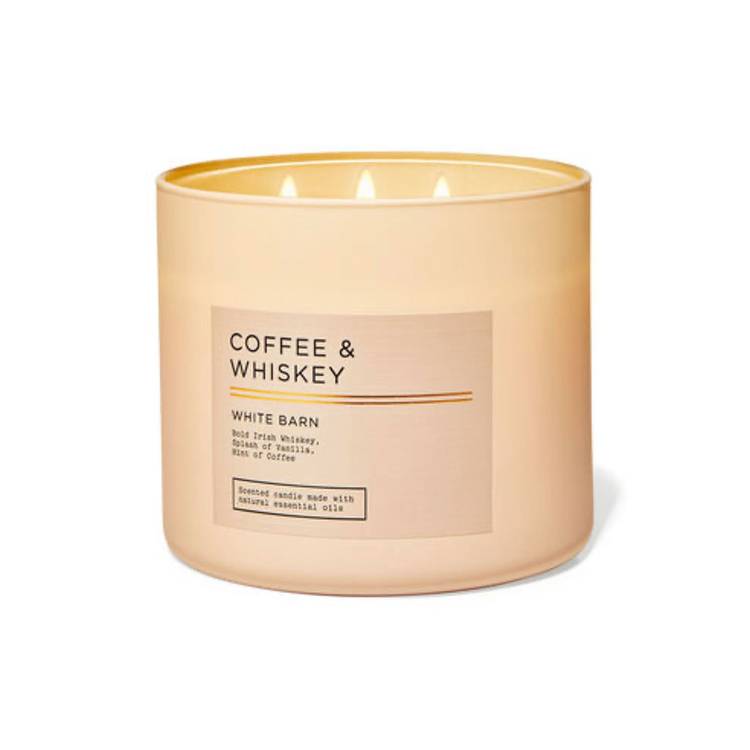 Bath & Body Works White Barn Coffee & Whiskey 3-Wick Candle