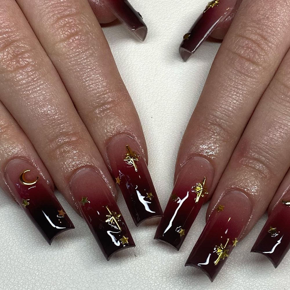 Dark Starry Night Nails