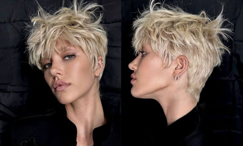 Woman with artichoke hair cut style