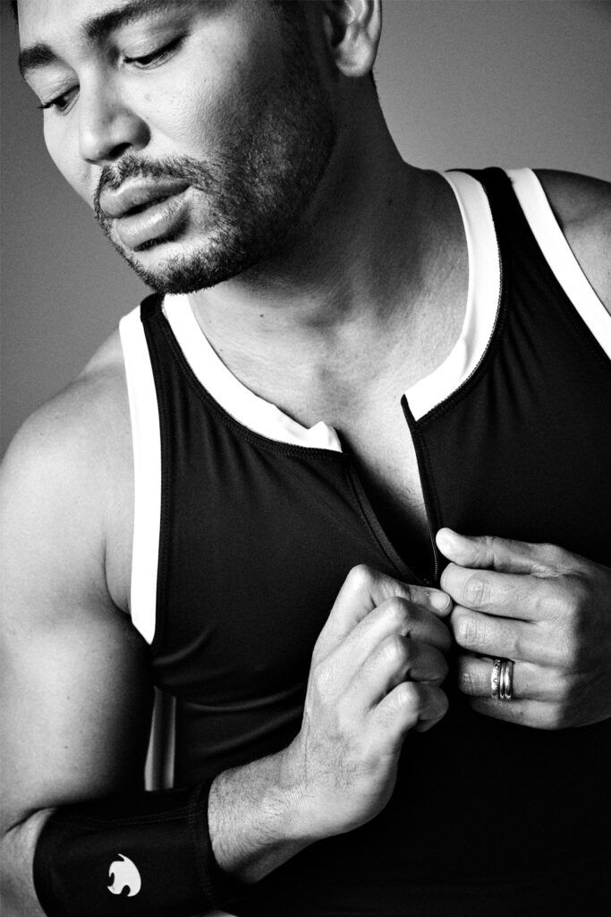 Full size black and white photo of Isaac Boots