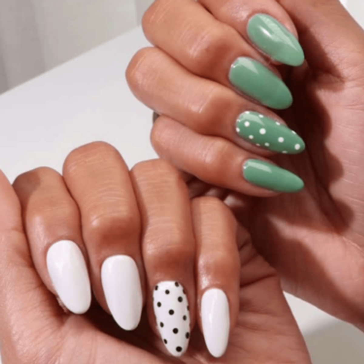 Manicure with polka dot accent nails