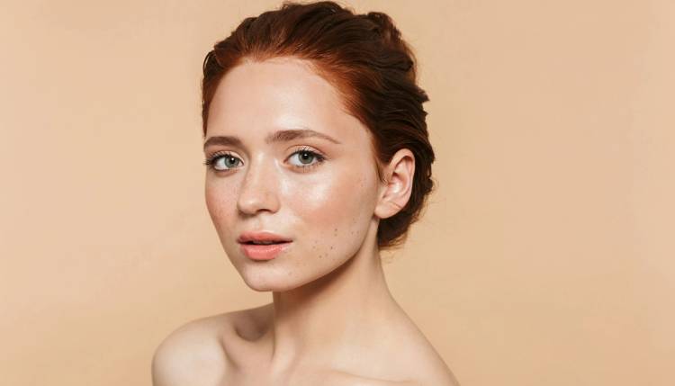 Woman with glass skin