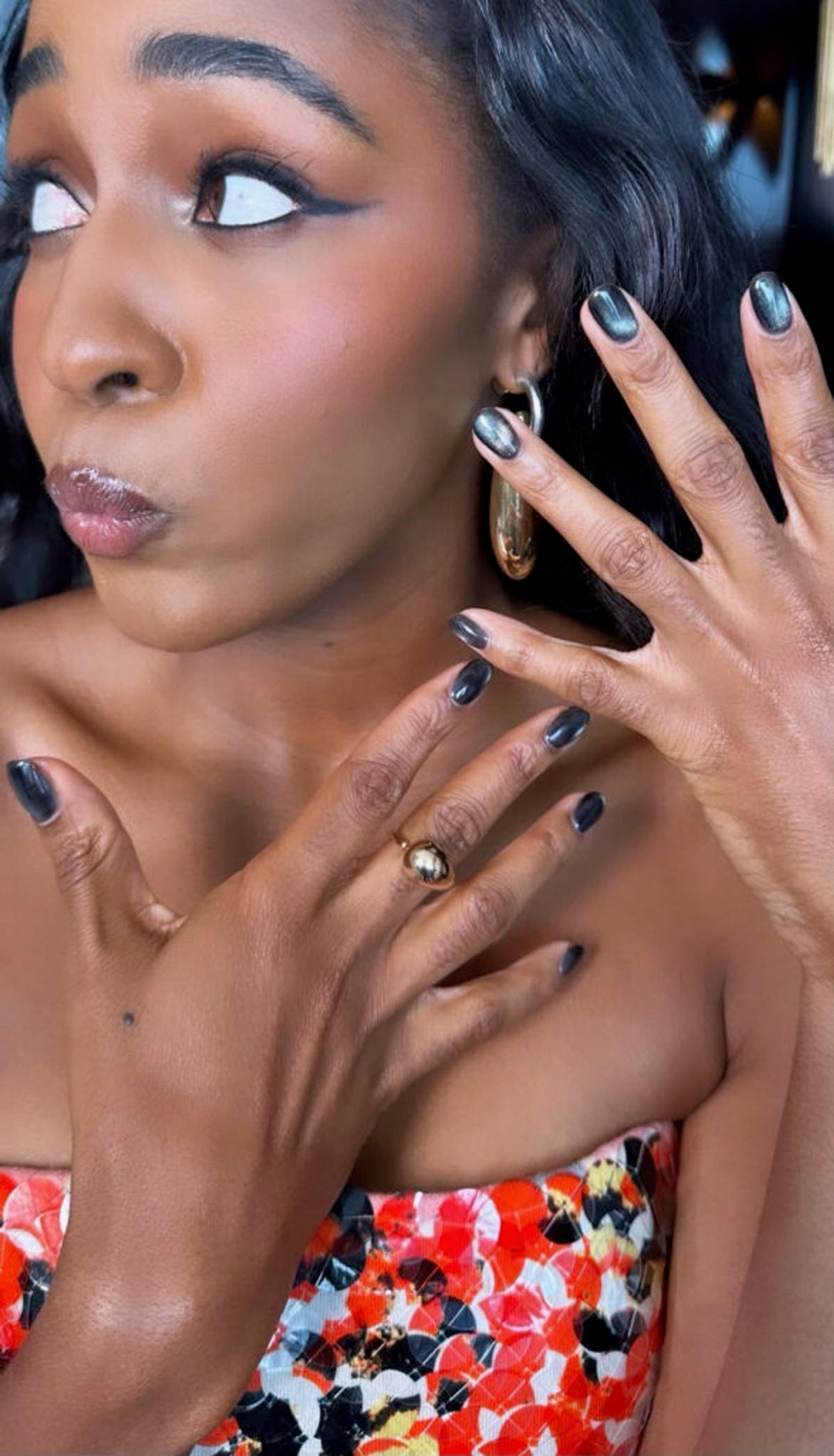 Ayo Edebiri's Emmy Awards Metallic Manicure