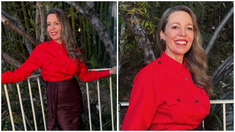 Olivia Colman, glammed for the Los Angeles premiere of "Wicker"