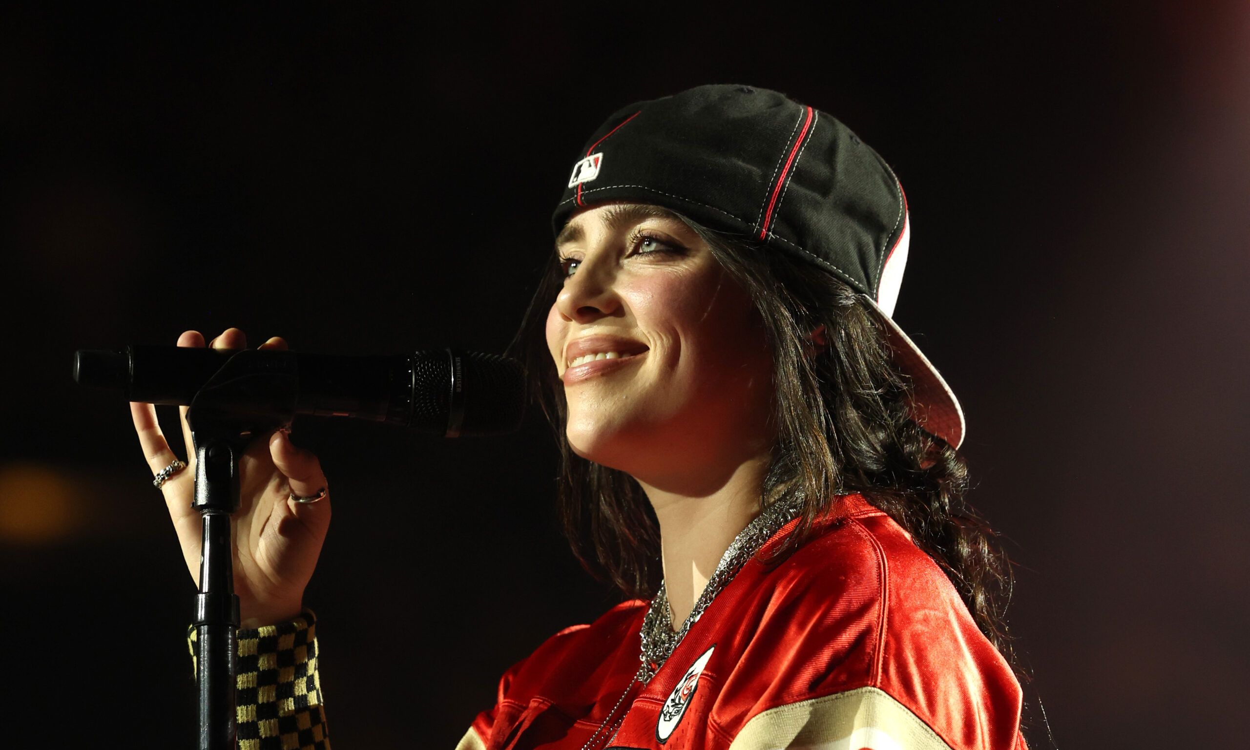 Billie Eilish performs onstage during the HIT ME HARD AND SOFT: THE TOUR at The Kia Forum on December 21, 2024 in Inglewood, California.