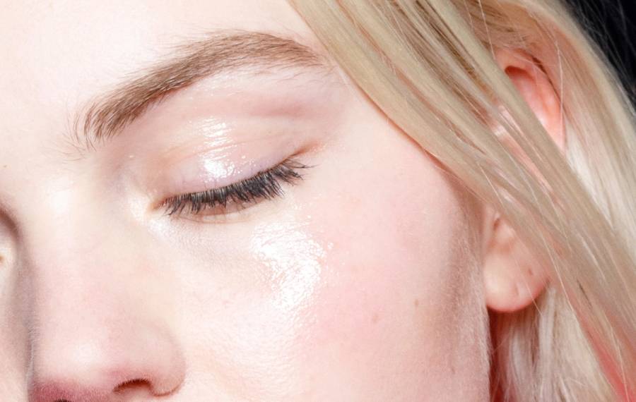 close up of woman's dewy skin