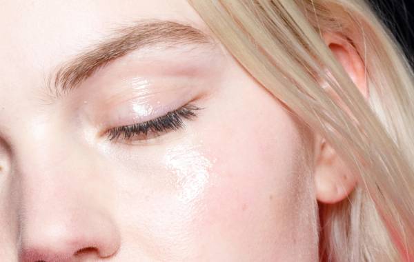close up of woman's dewy skin