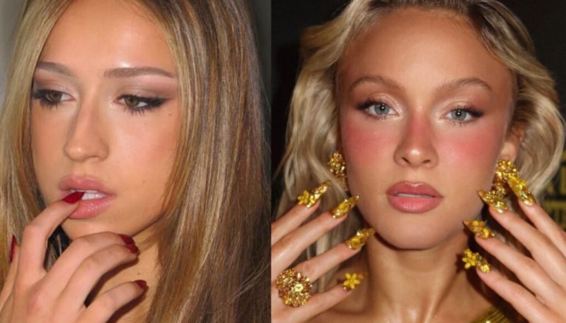 Tate McRae and Zara Larsson Grammy nails