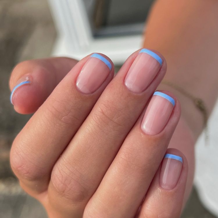 Sky Blue Micro French Manicure
