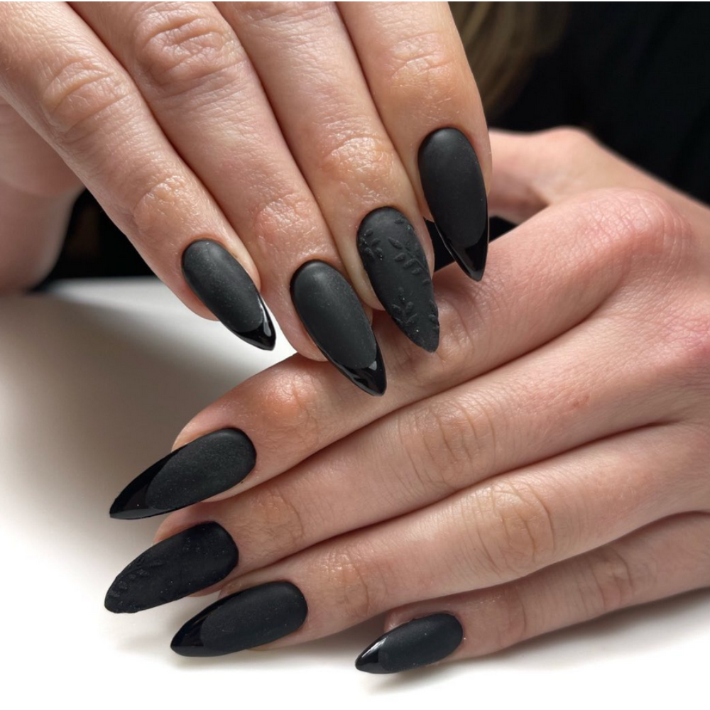 matte black nails