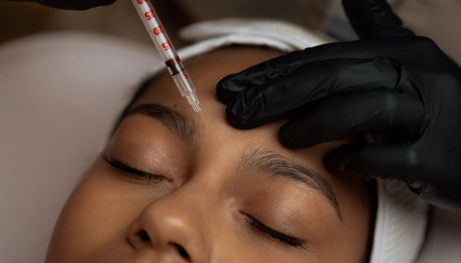 woman getting injection of 11 lines