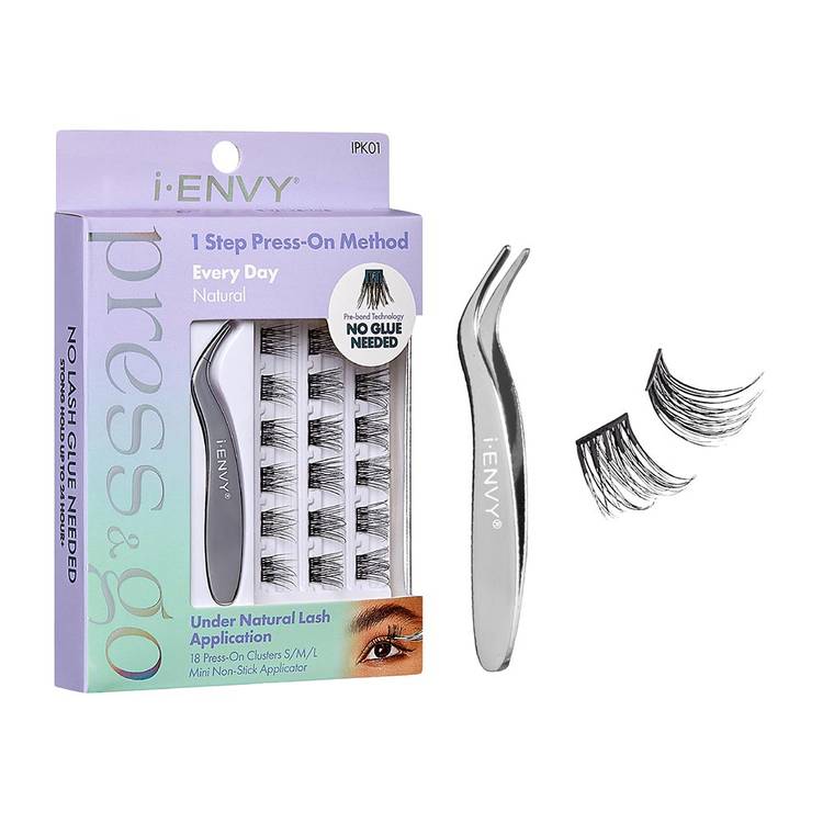 I Envy By Kiss’ Press &amp; Go Press On Cluster Lashes All-in-One Kit ($13)