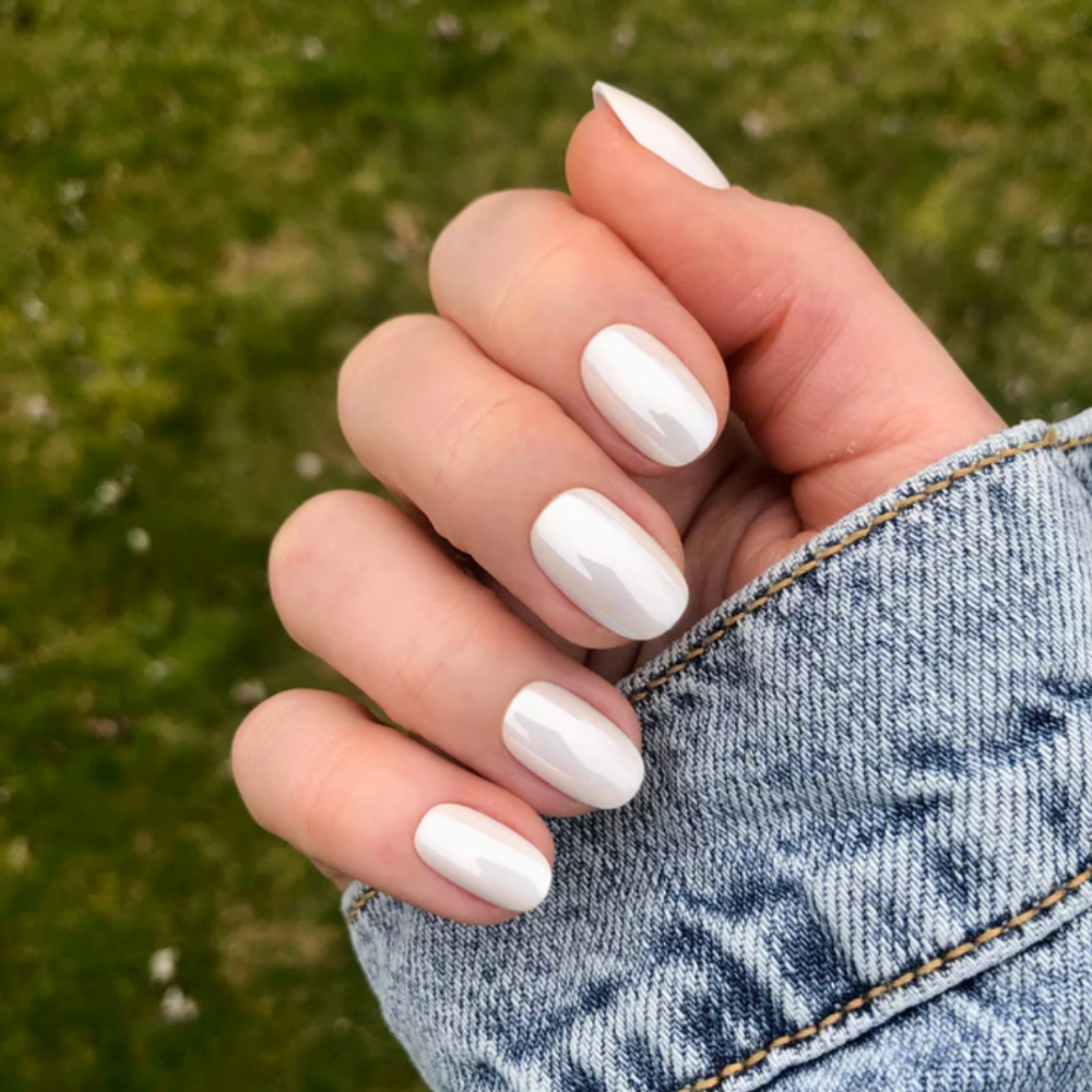 Olive and June White Chrome Glue Press-ons ($10)