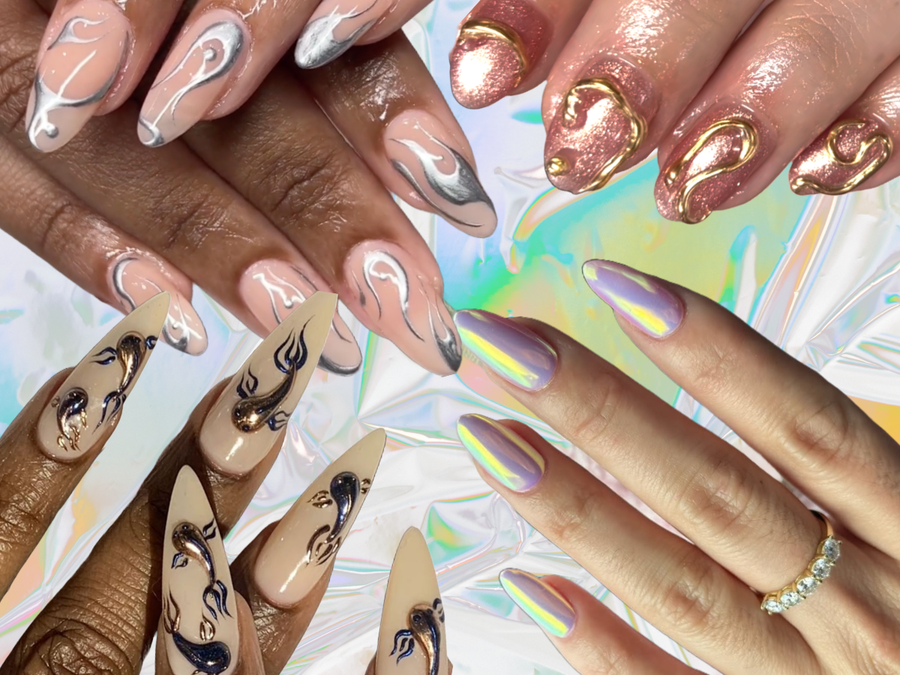 summer chrome nails