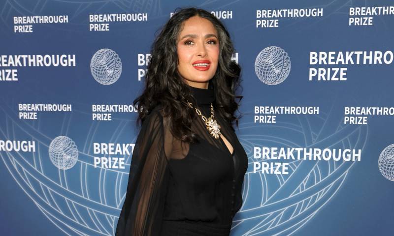 Salma Hayek attends the 11th Breakthrough Prize Ceremony at Barker Hangar on April 05, 2025 in Santa Monica, California.