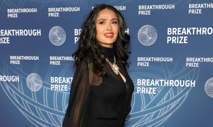 Salma Hayek attends the 11th Breakthrough Prize Ceremony at Barker Hangar on April 05, 2025 in Santa Monica, California.